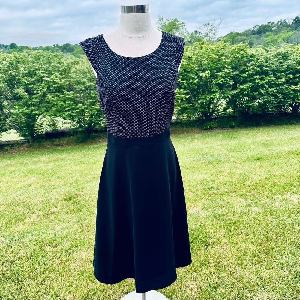 J. Crew Womens Midi Dress 2 Tall Black Polka Dot